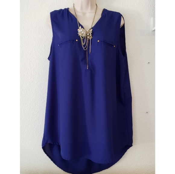 MPH Collection Blue Sleeveless Top - Picture 1 of 5